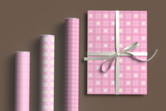 Soft Pink Daisy Gingham Seamless Pattern PNG Digital Papers Product Image 4