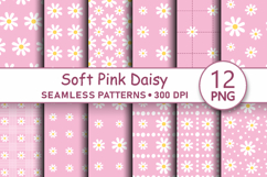 Soft pink daisy seamless patterns png Plaid digital papers Product Image 1
