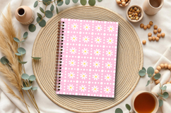 Soft pink daisy seamless patterns png Plaid digital papers Product Image 5
