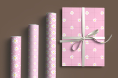 Soft pink daisy seamless patterns png Plaid digital papers Product Image 4