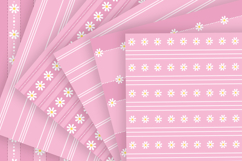 Soft pink daisy striped seamless pattern png digital paper Product Image 2