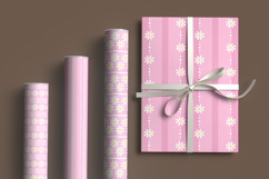 Soft pink daisy striped seamless pattern png digital paper Product Image 4