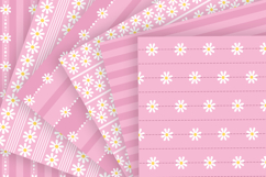 Soft pink daisy striped seamless pattern png digital paper Product Image 3