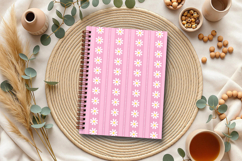Soft pink daisy striped seamless pattern png digital paper Product Image 5