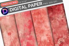 Soft Red Dandelion Digital Paper Product Image 1