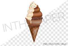 Chocolate soft cone with vanilla cream and sprinkle rods PNG Product Image 1