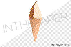 Vanilla waffle cone with chocolate syrup &amp; star sprinkle PNG Product Image 1