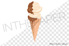 Vanilla waffle cone with chocolate syrup &amp; ball sprinkle PNG Product Image 1