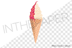 Vanilla waffle cone with pink syrup &amp; star sprinkles PNG SVG Product Image 1
