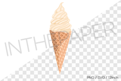 Slanted swirl vanilla waffle cone PNG dessert SVG clipart Product Image 1
