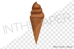 Smooth round swirl chocolate waffle cone PNG dessert SVG art Product Image 1