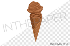 Double scoop stacked chocolate waffle cone PNG dessert SVG Product Image 1