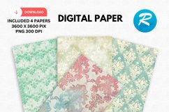 Soft Spring Damask Digital Paper, Spring Background Product Image 1