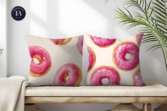 Seamless Donuts with Pink Glaze Watercolor Digital Paper Product Image 2