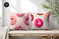 Watercolor Donuts with Pink Glaze Seamless Digital Paper Product Image 2