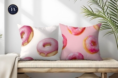 Pink Glaze Watercolor Donuts Whimsical Craft Digital Paper Product Image 2