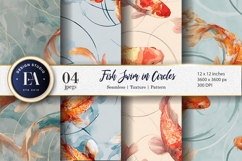 Watercolor Elegant Koi Fish Circles Seamless Digital Paper Product Image 1