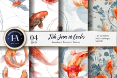 Soft Watercolor Koi Fish Circles Elegant Digital Paper Product Image 1