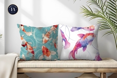 Soft Watercolor Koi Fish Circles Elegant Digital Paper Product Image 2