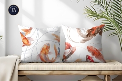 Soft Watercolor Koi Fish Circles Elegant Digital Paper Product Image 2