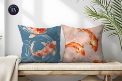 Elegant Watercolor Koi Fish Circles Seamless Digital Paper Product Image 2