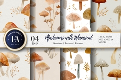 Hand-Painted Mushrooms in Watercolor Seamless Digital Paper Product Image 1