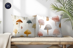 Watercolor Mushrooms with Whimsical Artwork Digital Paper Product Image 2