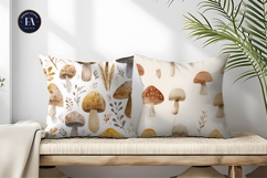 Dreamy Mushrooms Painted Watercolor Seamless Digital Paper Product Image 2