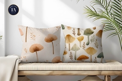 Watercolor Mushrooms with Whimsical Artwork Digital Paper Product Image 2