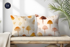 Watercolor Mushrooms with Soft Fantasy Details Digital Paper Product Image 2