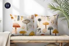 Hand-Painted Mushrooms in Watercolor Seamless Digital Paper Product Image 2