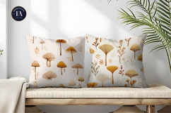 Watercolor Mushrooms with Soft Fantasy Details Digital Paper Product Image 2