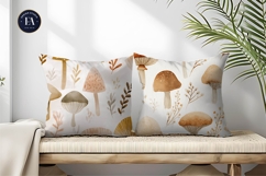 Hand-Painted Mushrooms in Watercolor Seamless Digital Paper Product Image 2