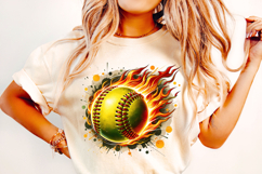 Flaming Softball PNG Sublimation, Softball Ball Fire PNG Product Image 2