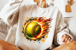 Flaming Softball PNG Sublimation, Softball Ball Fire PNG Product Image 3