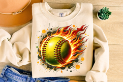 Flaming Softball PNG Sublimation, Softball Ball Fire PNG Product Image 1