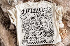 Softball Game Day PNG, Softball Doodle PNG, Sports PNG Product Image 1