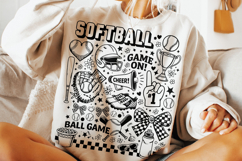 Softball Game Day PNG, Softball Doodle PNG, Sports PNG Product Image 4