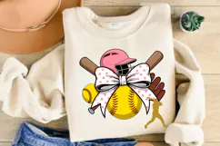 Softball Coquette Bow PNG, Softball Coquette PNG Product Image 2