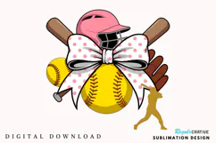 Softball Coquette Bow PNG, Softball Coquette PNG Product Image 1