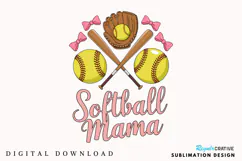 Softball Mama PNG, Softball Mama Coquette Bow PNG Product Image 1