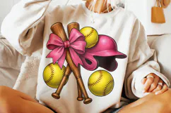 Softball Coquette PNG, Softball Mama PNG, Pink Softball PNG Product Image 3