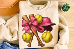 Softball Coquette PNG, Softball Mama PNG, Pink Softball PNG Product Image 1
