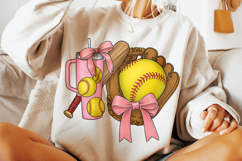 Softball Coquette PNG, Softball Mama PNG, Pink Softball PNG Product Image 3