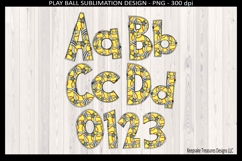 Softball Doodle Alpha, Sports Letters, Sublimation Alpha Png Product Image 5