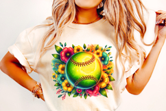 Floral Softball PNG Sublimation, Softball Mom, Softball PNG Product Image 2