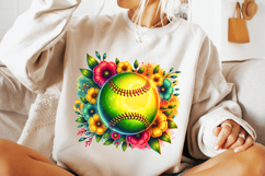 Floral Softball PNG Sublimation, Softball Mom, Softball PNG Product Image 3
