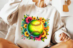 Floral Softball PNG Sublimation, Softball Mom, Softball PNG Product Image 3
