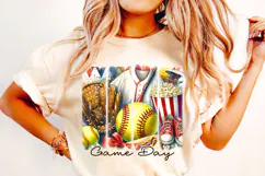 Softball Brushstroke PNG, Softball Coquette PNG, Game Day Product Image 1
