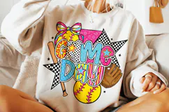 Game Day Softball, Preppy Softball PNG, Softball Mama PNG Product Image 1